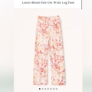 NWT Abercrombie & Fitch Pull On Wide Leg Linen Pants tropical floral size small